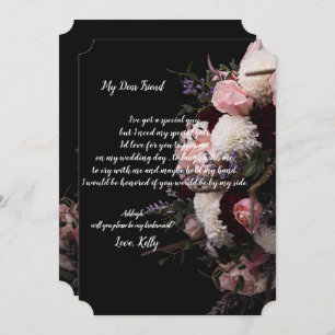Donkere vintage Florazal mijn bruidsmeisje uitnodi Kaart