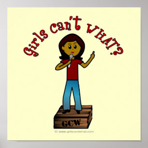 Donkere vrouw op de doos poster