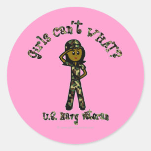 Donkere Vrouw veteraan Ronde Sticker