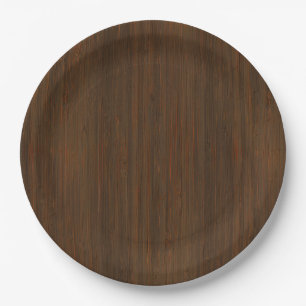 Donkere walnoot Brown Bamboo Wood Grain: Papieren Bordje