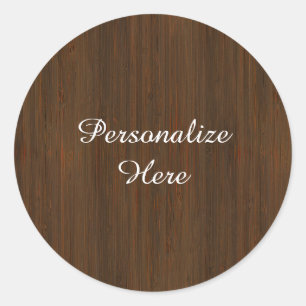 Donkere walnoot Brown Bamboo Wood Grain: Ronde Sticker