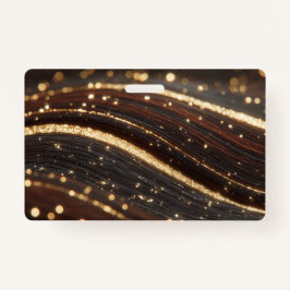 Donkere walnoot houtnerf met sprankelende gouden r badge