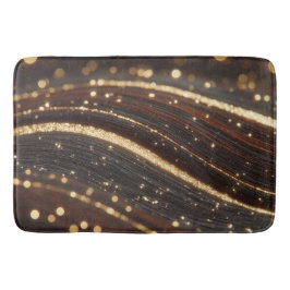 Donkere walnoot houtnerf met sprankelende gouden r badmat