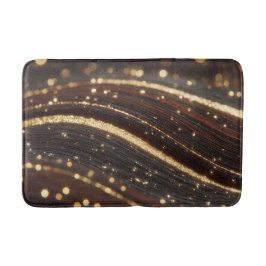 Donkere walnoot houtnerf met sprankelende gouden r badmat
