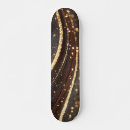 Donkere walnoot houtnerf met sprankelende gouden r skateboard
