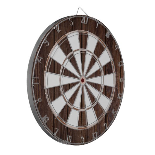 Donkere Walnoot Mideeuw Modern Dartbord (Voorkant Links)