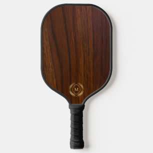 Donkere Walnoot Wood Gold Laurel krans Pickleball Paddle