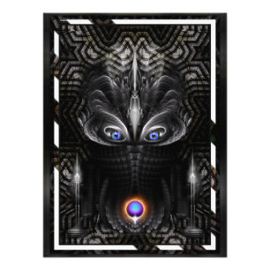 Donkere warrior scculpture Fractal Art Foto Afdruk