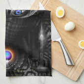 Donkere warrior scculpture Fractal Art Theedoek (Quarter Fold)