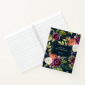 Donkere Waterverf Bloemen Boho Patroon Notitieboek (Binnen)