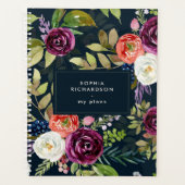Donkere Waterverf Floral Boho Pattern Planner (Voorkant)