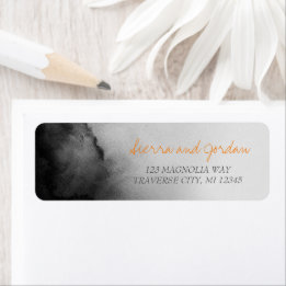 Donkere Waterverf Halloween Oranje Black Wedding Etiket