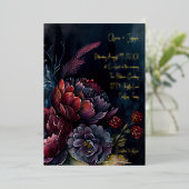 Donkere Waterverf Moody Floral Wedding Folie Uitnodiging (Staand Voorkant)