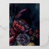 Donkere Waterverf Moody Floral Wedding Folie Uitnodiging (Achterkant)