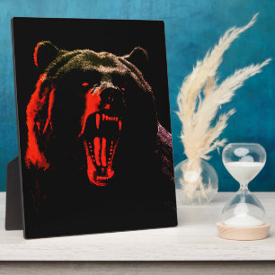 Donkere Wilde Beer Portret in Dramatisch Licht Fotoplaat