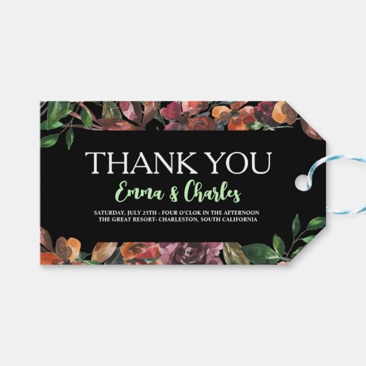 Donkere Wilde Bloemen Save The Date Cadeaulabel (Voorkant (Horizontaal))