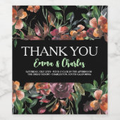 Donkere Wilde Bloemen Save The Date  Wijn Etiket (Enkel label)