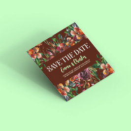 Donkere wilde bloemen sparen de datum kaart