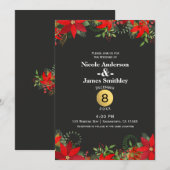 Donkere winter bruiloft poinsettia + gouden vakant kaart (Voorkant / Achterkant)