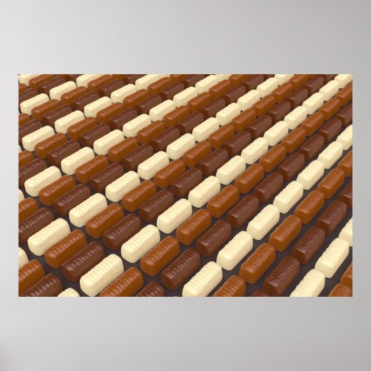 Donkere, witte en melkchocolade pralines poster (Voorkant)