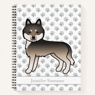 Donkere Wolf Grijze Siberische Husky Cartoon Hond Notitieboek