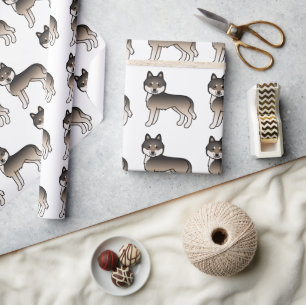 Donkere Wolf Grijze Siberische Husky Mooie Hond Pa Cadeaupapier