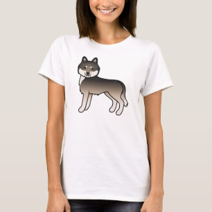 Donkere Wolf Grijze Siberische Husky Schattige Car T-shirt