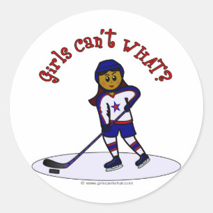 Donkere Womens Hockey Player Ronde Sticker