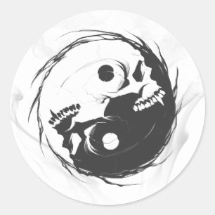 Donkere yin yang religieus symbool ronde sticker