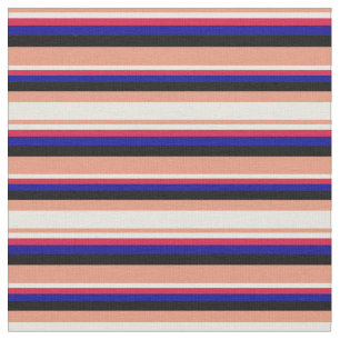 Donkere zalm, beige, Crimson, donkerblauw en zwart Stof
