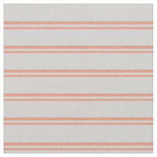 Donkere zalm en licht grijze strips patroon stof