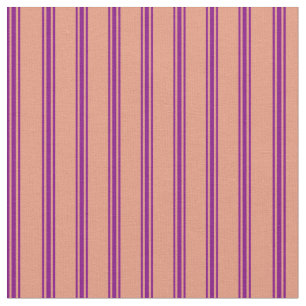 Donkere zalm en Paarse Stripes/Lijnpatroon Stof