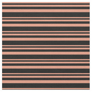Donkere zalm en zwart patroon van stripes stof