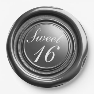 Donkere Zilveren Kaars Was Zegel Drip Sweet 16 Tro Papieren Bordje