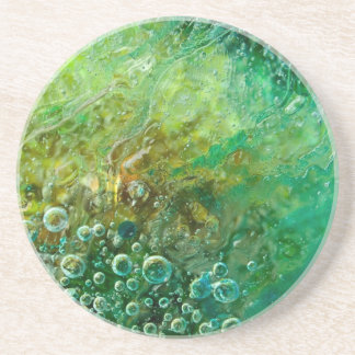 Donkere zon - Groen blauw blauw bubels Abstract Zandsteen Onderzetter