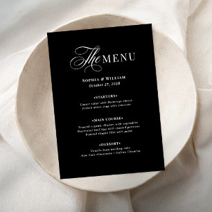Donkere Zwart-Wit Bruiloft Klassieke Luxe Menu