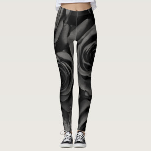 Donkere zwarte en grijze Rozen grafische Mode Leggings
