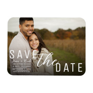 Donkere zwarte overlay foto Save the Date Huwelijk Magneet