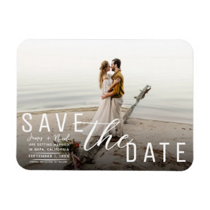 Donkere Zwarte Overlay Foto Save the Date Huwelijk Magneet