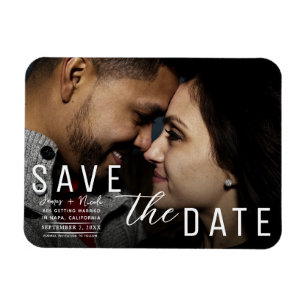 Donkere zwarte overlay foto Save the Date Huwelijk Magneet