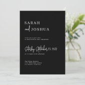 Donkere zwarte unieke Typografische Engagement Par Kaart (Staand voorkant)