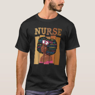 Donkere zwarte vrouw in de provincie Nurse Afro Zw T-shirt