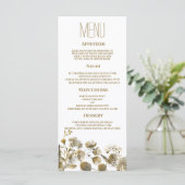 Donkergeel ivoor wit bruin bloemenbruiloft Menu (Staand voorkant)