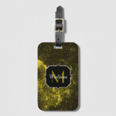 Donkergele zwarte abstracte melkweg Monogram Bagagelabel (Voorkant (verticaal))