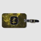 Donkergele zwarte abstracte melkweg Monogram Bagagelabel (Voorkant (horizontaal))