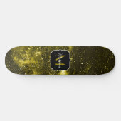 Donkergele zwarte abstracte melkweg Monogram Skateboard (Horizontaal)