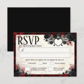 Donkergothic 3,5 x 5 Halloween Wed MENU RSVP (Voorkant / Achterkant)
