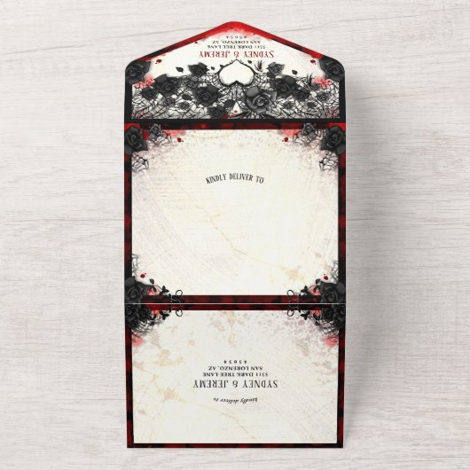 Donkergothic Halloween Heart - MENU - samen met All In One Uitnodiging (Buitenkant)