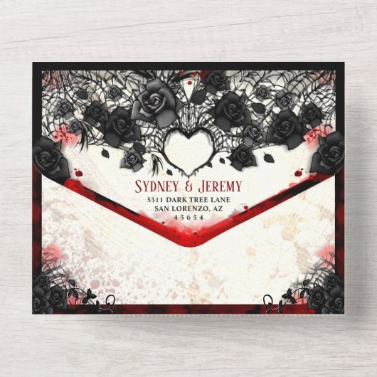 Donkergothic Halloween Heart - samen met All In One Uitnodiging (Achterkant)