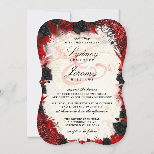 Donkergothic Halloween "Samen met" Uitnodiging (Achterkant)